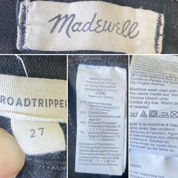 Madewell Roadtripper Jeans High Rise Skinny Boho Edgy Bennett Black Size 27 - Picture 9 of 9